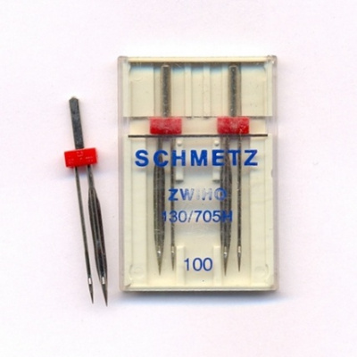 Иглы SCHMETZ 130/705H ZWIHO 100, двойные, для мережки, 2 шт.