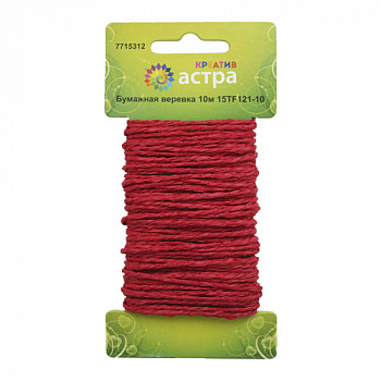 Бумажная веревка АСТРА КРЕАТИВ 15TF121-10, моток 10 м (красный)
