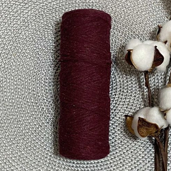 Шпагат хлопковый крученый 2мм (бордовый) 100м