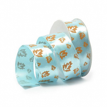 Лента атласная с рисунком арт.TBY.ЛАР.TX-25.4 шир.2,5см цв.11 голуб. уп.9,14 м