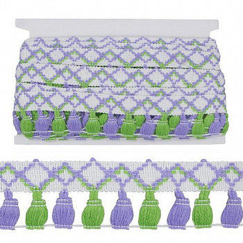 Тесьма с кистями LS-041 48мм*9,14 м, цв. сирен/зелен