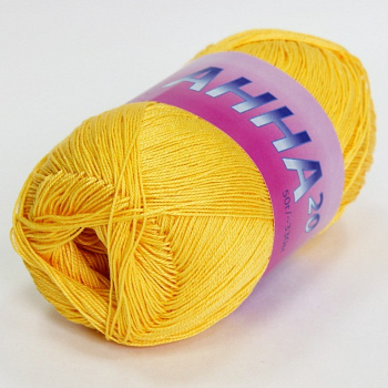 Анна 20, пряжа для ручного вязания 50г/330м (513, желтый)