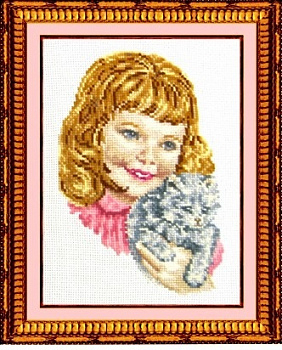 Набор для вышивания "Сделай своими руками" Девчонка и котенок