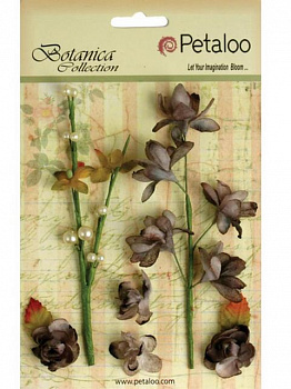 Набор цветов бумажных "Petaloo" 1100-110 Floral Ephemera- Charcoal Gre (пепельный)