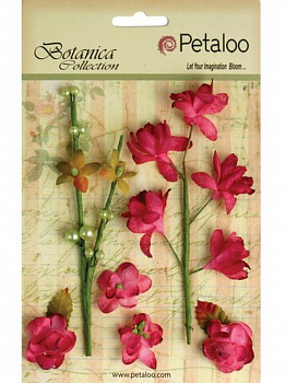 Набор цветов бумажных "Petaloo" 1100-102 Floral Ephemera- Fuschia (фуксия)