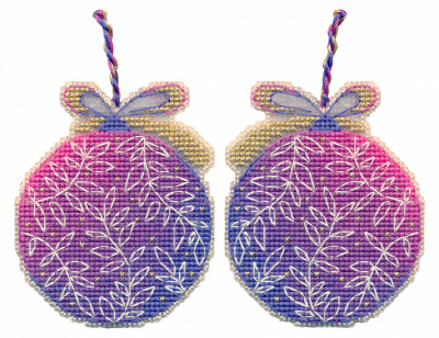 Набор для вышивания «Овен» 1696 "Ёлочная игрушка. Сиреневый шар" 7,3 х 9 см 