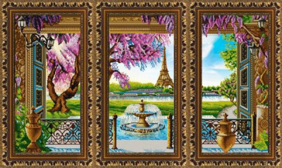Рисунок на ткани «Конёк» 9871 Триптих. Париж  3 по 45 х 25 см
