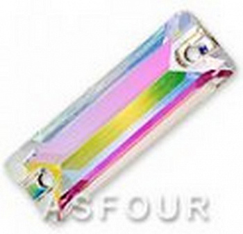 Стразы пришивные "Asfourelle"608 пришивной прямоугольник, 18 мм, Кристалл АВ, 24шт./уп.