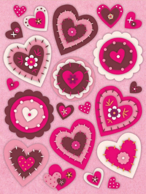 Стикеры украшения Сердечки из войлока