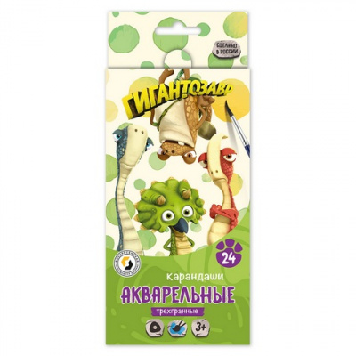 Набор акварельных карандашей "ВКФ" "Гигантозавр" GGZ-WCP-6024 24 цв.