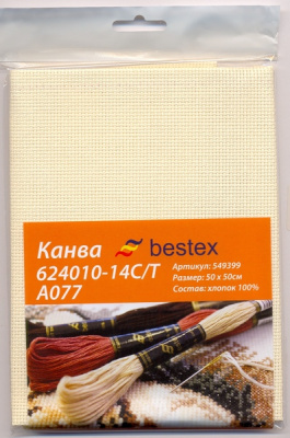 Канва Aida 14  "Bestex" 624010-14C/T А007, 50*50 см, кремовая