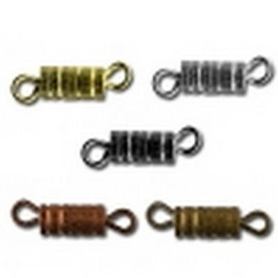 Замок для бус "Zlatka" DV-01/5  №3 "винт"15*3.5 мм., под черн. никель, в уп. 5шт.