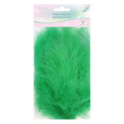 Перо индейки декоративное "Рукоделие", 20 шт (травяной цвет), длина пера 13-16 см