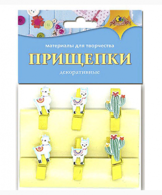 Прищепки декоративные "Ламы и кактусы" C3574-05 упак/6 шт