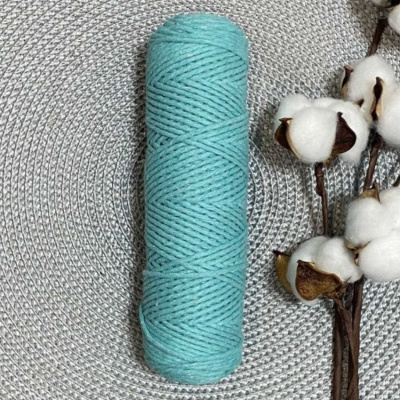 Шпагат хлопковый крученый 2мм (мятный) 100м