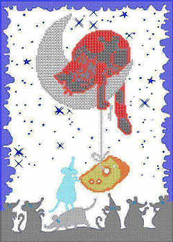 И16 Кошки мышки 25х35см, набор для вышивания бисером на шелке