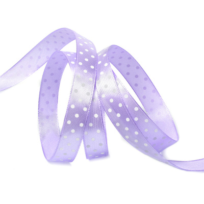 Лента атласная арт.LDAG43002912 (46) крупный горох 12мм цв.св.сиреневый-белый уп.27,4м