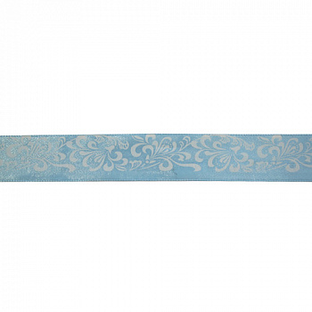 Лента атласная 'Узор' 2,5 см*22,86 м (голубой)