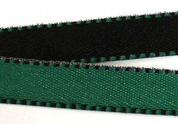 Лента атласная двухцветная FSM, 10мм*20м (031 черный/т.зеленый)