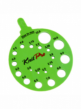 Линейка для определения размера спиц KnitPro, круглая зеленая 10992