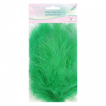 Перо индейки декоративное "Рукоделие", 20 шт (травяной цвет), длина пера 13-16 см