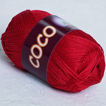 Коко (VITA Cotton), пряжа для ручного вязания (3856, красный классический)