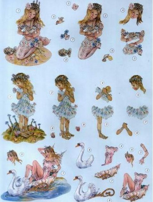 Аппликация "Маленькие феи"бумажная  вырубная  для объемных рисунков, 210х297 мм