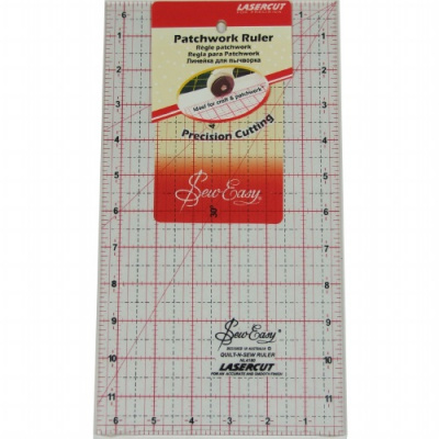 Линейка для пэчворка с градацией в дюймах 12"*6,5"Размер: 30,48 х 16,51 см