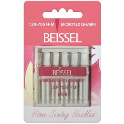 Иглы д/бытовых швейных машин для микроволокна (Microtex),5 шт, № 60, 130-705 H-M/блистер, BEISSEL