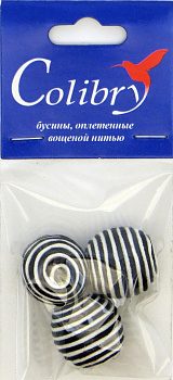 Бусины оплетеные вощеной нитью (чёрно-белые)
