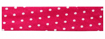 Косая бейка с принтом "Горох" х/б, 15 мм, 65,8 м/шт FBF100 розовый