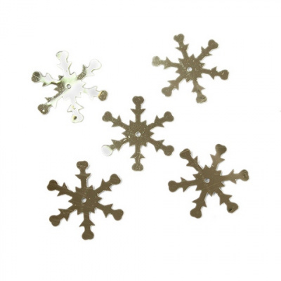 Пайетки "Астра" Снежинки, 24 мм., 10 шт* 10г. цв. 1 серебро