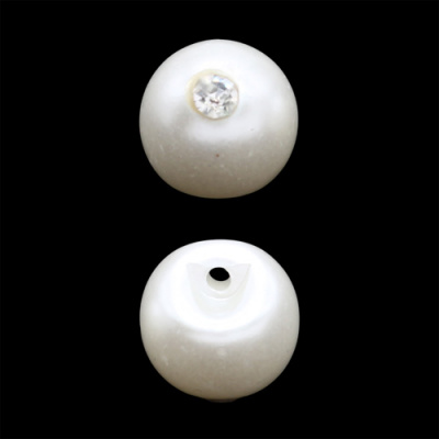 Пуговицы в тубе, 25шт/упак   со страз. 9мм на ножке 214 белый