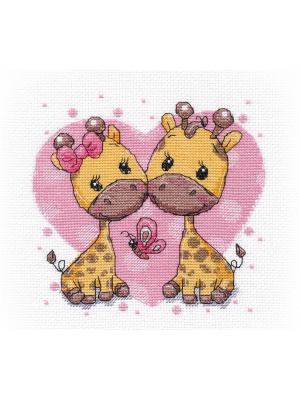 Набор для вышивания «Овен» 1275 "Влюбленные жирафики",15*15 см.