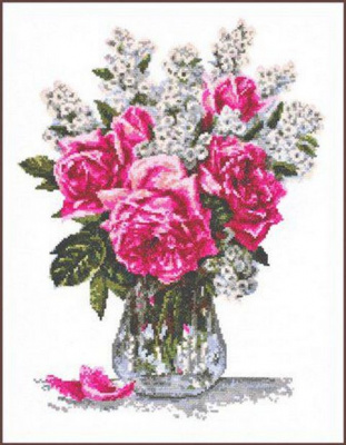 Набор для вышивания "Палитра" 01.010 РОЗОВЫЙ БУКЕТ,размер: 25х33см