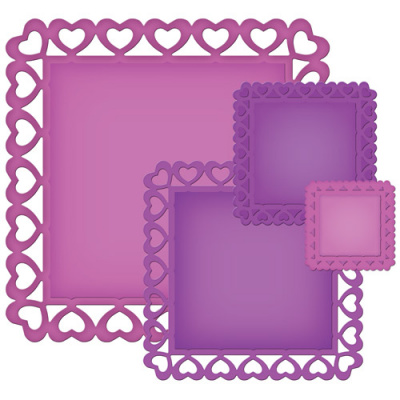Набор ножей Spellbinders® Nestabilities® Decorative Elements "Квадраты с сердечками"