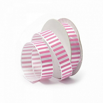 Лента атласная с рисунком арт.TBY.ЛАР.TX- 06.1 шир.1,5см цв.79 (роз.полоски на белом)  уп.9,14 м