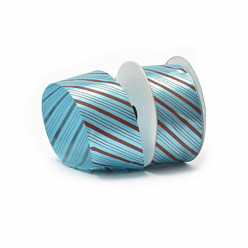 Лента атласная с рисунком арт.TBY.ЛАР.TX-02.1 шир.4см цв.11 голуб. уп.9,14 м