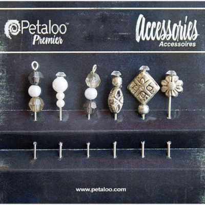 Шпильки декоративные "Petaloo" 1474-123 Bead Hat Pins х 6шт. -Bllack/White