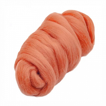 Шерсть для валяния 100% полутонкая шерсть, 50 г, №0285 Морковь, упак (10шт.)
