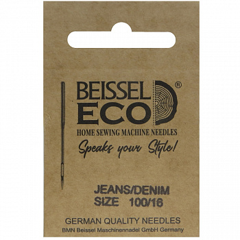 Иглы д/бытовых швейных машин для джинс. ткани (Jeans/Denim),5 шт,№ 100, 130-705 H-J/крафт, BEISSEL