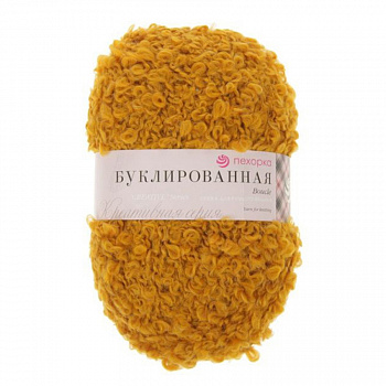 Буклированная, пряжа для ручного вязания  (447, горчица)