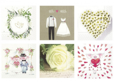 Салфетки бумажные "Love2art"ассорти  SDS №57 33х33 6 шт. "Любовь объединяет сердца"