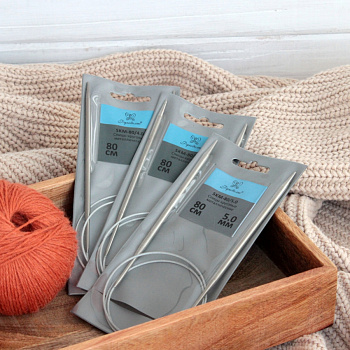 Набор для вязания NV-25: спицы круговые металлические 80 см 4.0, 4.5, 5.0 мм  