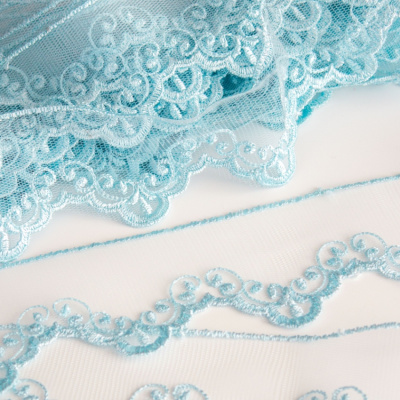 Кружево на жесткой сетке Exclusive арт.TBY 2BS228K1 шир.50мм цв.B1515 голубой уп.13,71м