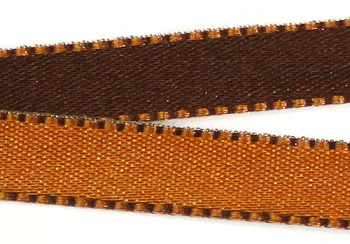 Лента атласная двухцветная FSM, 10мм*20м (114 св.кор/коричневый)