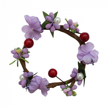 Венок для свечей АСТРА КРЕАТИВ MH1-154 'Цветы и жемчуг' D=7.5 x 2.5 см, уп.1 шт. (F24 светло-фиолетовый)