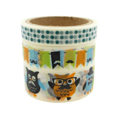 Клейкая лента декоративная «Рукоделие» 8788 Совиный мальчишник, 15 м