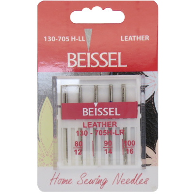 Иглы д/быт. швейных машин для кожи,5 шт № 80-2шт, № 90-2шт, №100-1шт , 130-705 H-LL/блистер, BEISSEL