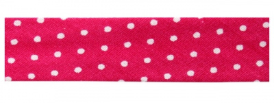 Косая бейка с принтом "Горох" х/б, 15 мм, 65,8 м/шт FBF100 розовый
